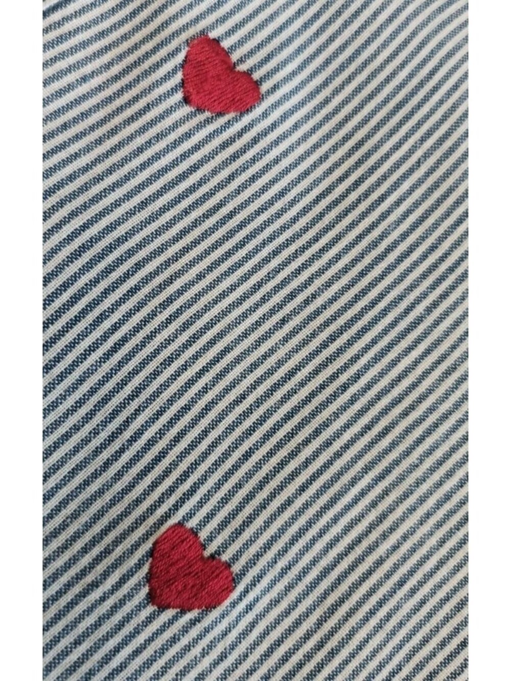 Vintage Casey & Max Striped Embroidered Shirt 2 Pieces Cottagecore Cats/Hearts M - Picture 15 of 16